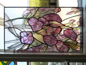 Les Fleurs, Glasmalerei nach Alfons Mucha